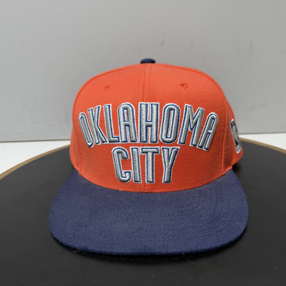 Oklahoma City Thunder Hat Cap Snap Back Mens One Size Orange NBA Mitchell Ness